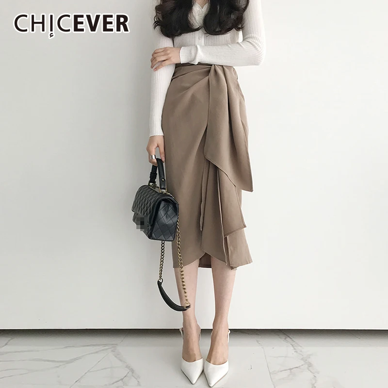 CHICEVER 2018 Autumn Skirts For Women High Waist Irregular Hem Ribbon Women's Midi Skirt Female Vintage Fashion Elegant Clothing
CHICEVER 2018 Autumn Skirts For Women High Waist Irregular Hem Ribbon Women's Midi Skirt Female Vintage Fashion Elegant Clothing