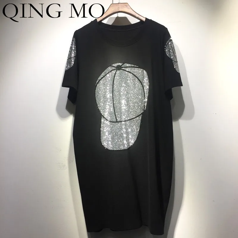 QING MO MO Plus Size Women Summer Dress 2019 with Rhinestone Short Sleeve Black Shirt Dress Hat Pattern Loose Dress Femme QF664
QING MO MO Plus Size Women Summer Dress 2019 with Rhinestone Short Sleeve Black Shirt Dress Hat Pattern Loose Dress Femme QF664