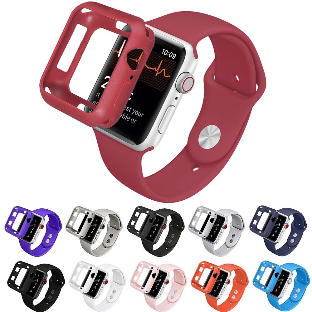 Soft Silicone Rubber Watch Band + Case for iWatch 4 44MM 40MM Watch Strap Cover for Apple Watch 3 2 1 38MM 42MM Bumper
Soft Silicone Rubber Watch Band + Case for iWatch 4 44MM 40MM Watch Strap Cover for Apple Watch 3 2 1 38MM 42MM Bumper