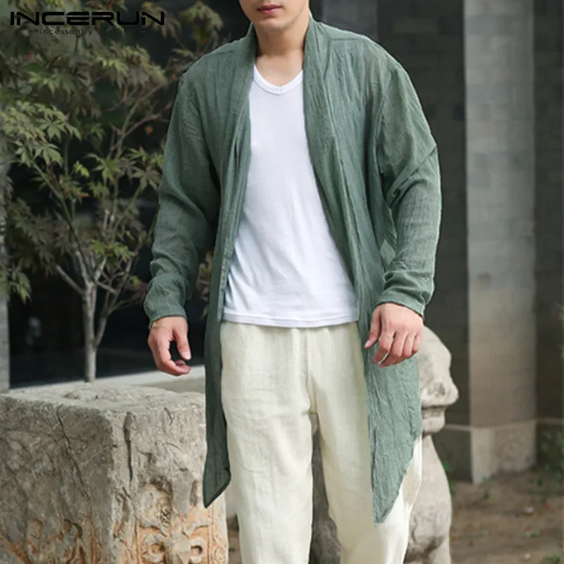 INCERUN NEW 2019 Mens Long Jackets Outwear Long Sleeve Irregular Hem Retro Male Cloak Coats Casual Trench Windbreaker Men Tops
INCERUN NEW 2019 Mens Long Jackets Outwear Long Sleeve Irregular Hem Retro Male Cloak Coats Casual Trench Windbreaker Men Tops