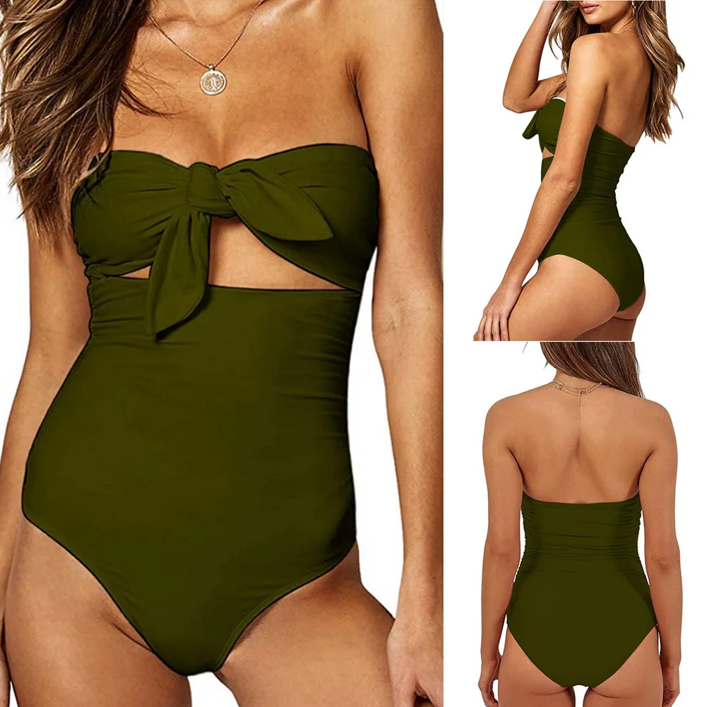 Strapless Bowknot One Piece Swimsuit Women Solid Swimwear Bodysuit Swimming Wear Bathing Suit Lady Beachwear
Strapless Bowknot One Piece Swimsuit Women Solid Swimwear Bodysuit Swimming Wear Bathing Suit Lady Beachwear