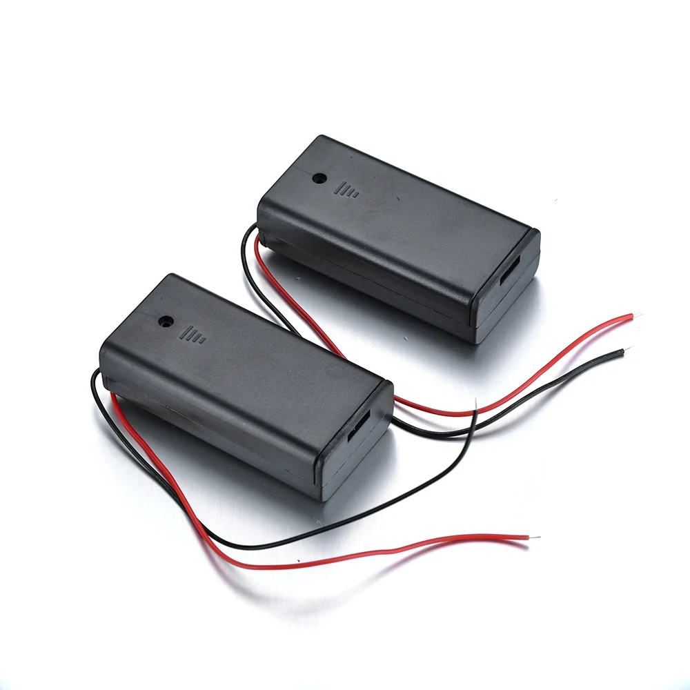 2pcs ABS Plastic&Nickel Copper 3V Wire Leads Battery Holder With Switch and Cover for 2AA Alkalescent or Rechargeable Batteries |