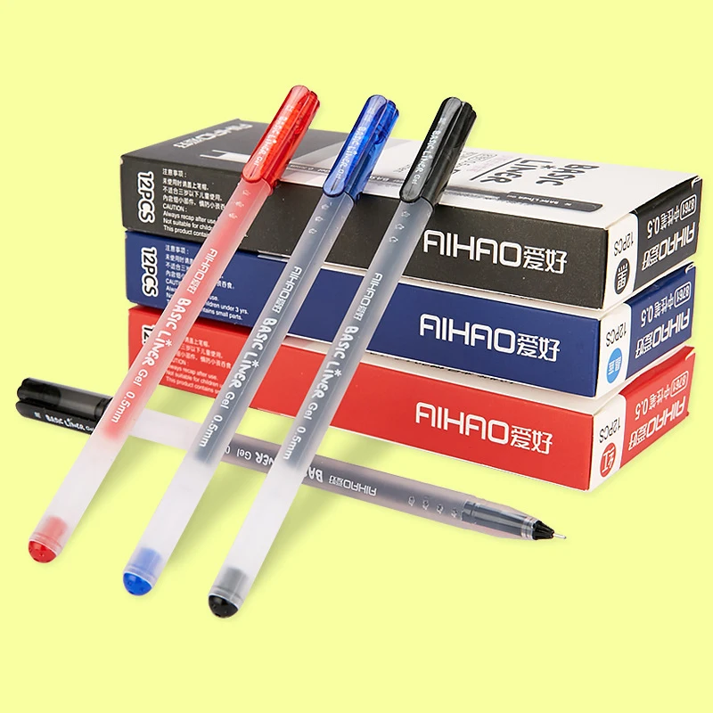 12 pcs Basic liner roller ball for Ink Writing ballpoint 3 color School w51 Creative Cute 0.5mm Gel Pen | Канцтовары для офиса и