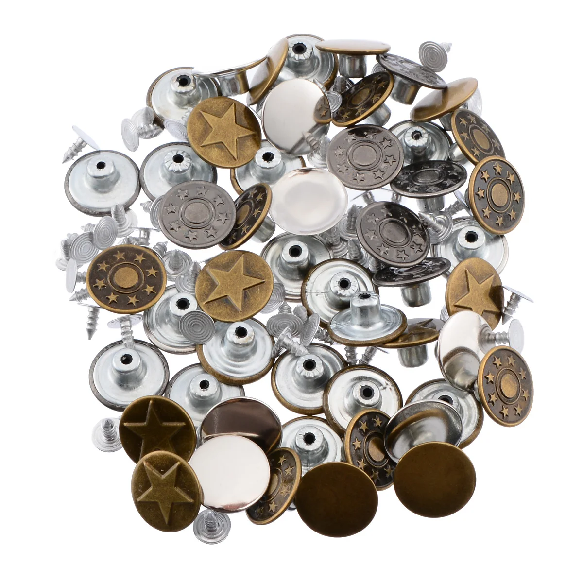 50pcs/kit 17mm Denim Jacket Jeans Button Metal Hosier Button Seamless Button Metal Snap Fastener Press Stud Buttons
50pcs/kit 17mm Denim Jacket Jeans Button Metal Hosier Button Seamless Button Metal Snap Fastener Press Stud Buttons