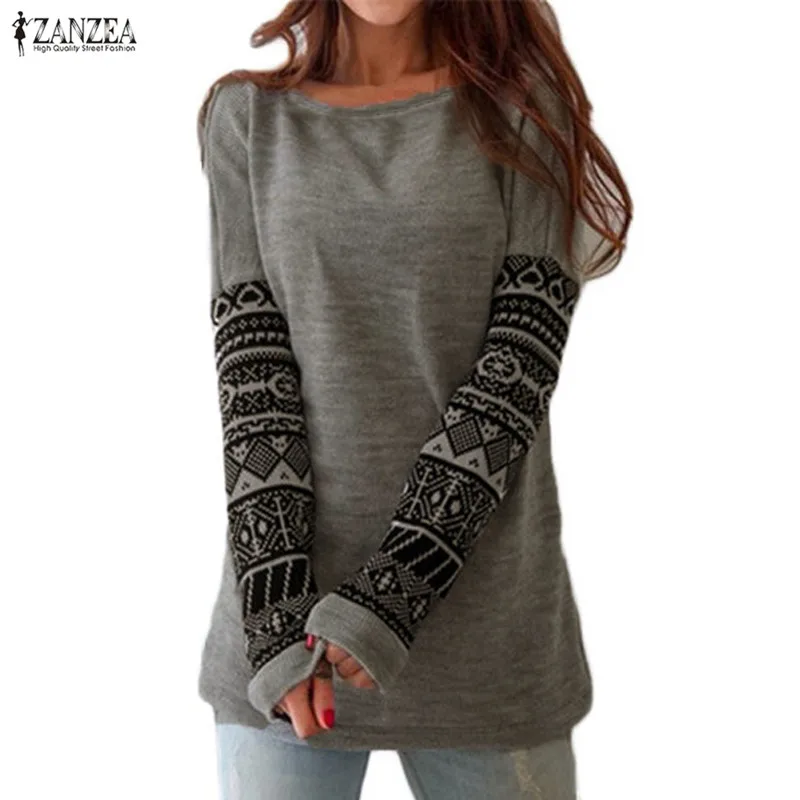 ZANZEA 2019 Autumn Women Tee Shirt O Neck Contrast Color Printed Long Sleeve T-Shirts Female Casual Loose Blusas Plus Size S-5XL
ZANZEA 2019 Autumn Women Tee Shirt O Neck Contrast Color Printed Long Sleeve T-Shirts Female Casual Loose Blusas Plus Size S-5XL