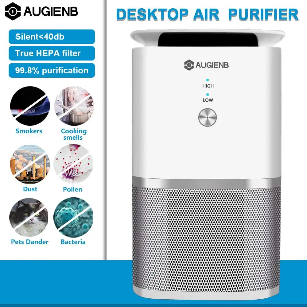 

AUGIENB Air Purifier Smoke with True Hepa Filter Odor Allergies Compact Purifiers Eliminator for Smoke Dust Mold Home Cleaner