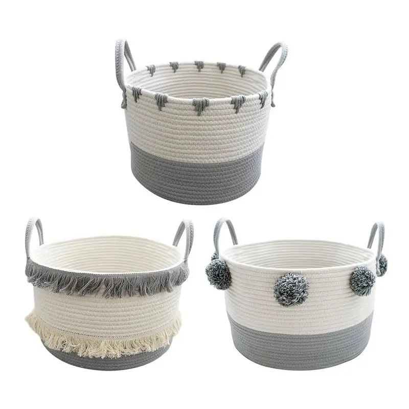 Storage Basket Large Cotton Rope Simple Grey Woven Toy Finishing Hamper Storage Basket For Laundry Hamper Diaper Nursery Toy
Storage Basket Large Cotton Rope Simple Grey Woven Toy Finishing Hamper Storage Basket For Laundry Hamper Diaper Nursery Toy