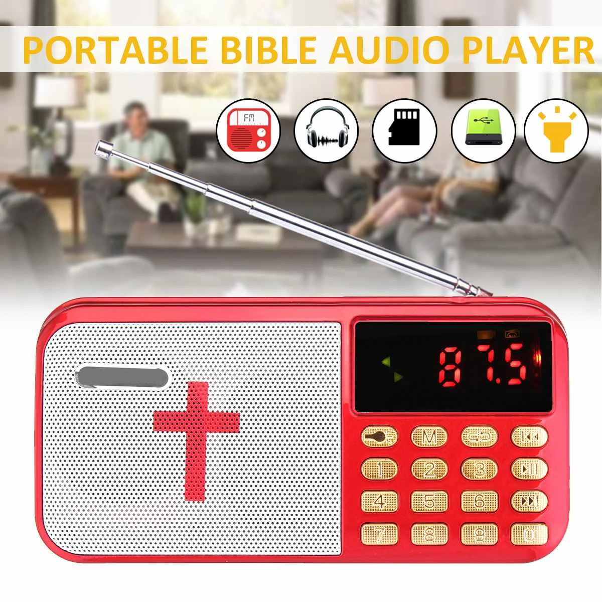 Portable Bible Audio Speaker Player Digital Mini FM Radio Outdoor Music MP3 Player TF USB LED Display Flashlight For Elders Gift
Portable Bible Audio Speaker Player Digital Mini FM Radio Outdoor Music MP3 Player TF USB LED Display Flashlight For Elders Gift