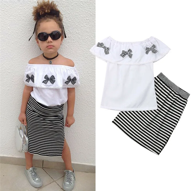 Cute Children Clothing 2019 Toddler Girl 2 Pcs Outfits Kids Baby Girls Clothes T-shirt Tops+Long Striped Skirts Set Dress
Cute Children Clothing 2019 Toddler Girl 2 Pcs Outfits Kids Baby Girls Clothes T-shirt Tops+Long Striped Skirts Set Dress