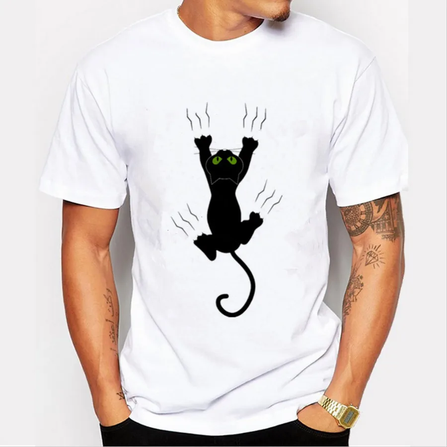 European and American Men's New Black Cat Scratching The Floor Short-sleeved T-shirt
European and American Men's New Black Cat Scratching The Floor Short-sleeved T-shirt