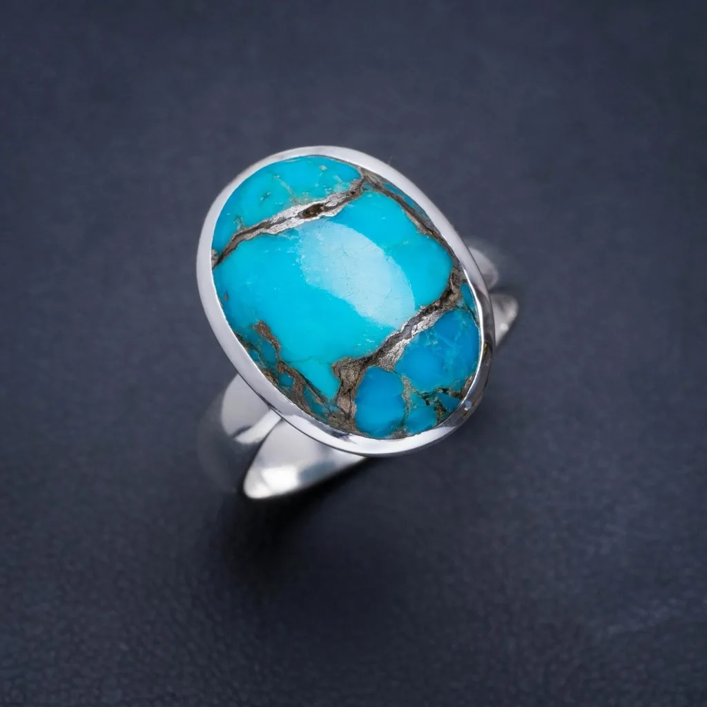Natural Turquoise Handmade Unique 925 Sterling Silver Ring 8.75 A1106
Natural Turquoise Handmade Unique 925 Sterling Silver Ring 8.75 A1106