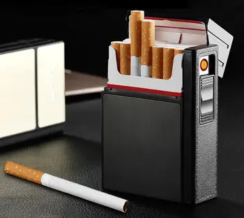 Portable Plastic & Aluminum Lighter with Business Men Removable USB Charging Lighter Cigarettes Box Case Hold 20 Cigarettes
Portable Plastic & Aluminum Lighter with Business Men Removable USB Charging Lighter Cigarettes Box Case Hold 20 Cigarettes