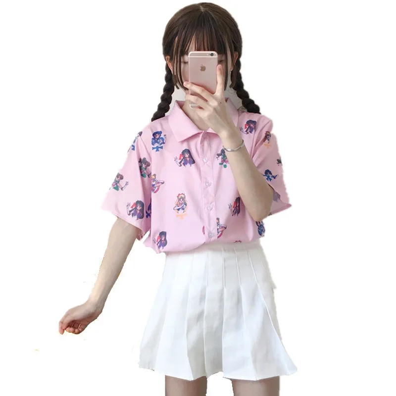 Japanese Cute Sailor Moon Cartoon Short Sleeve T-shirt Tops Tees Usagi Tsukino Kawaii Women Pink Anime T Shirts Street Fashion
Japanese Cute Sailor Moon Cartoon Short Sleeve T-shirt Tops Tees Usagi Tsukino Kawaii Women Pink Anime T Shirts Street Fashion