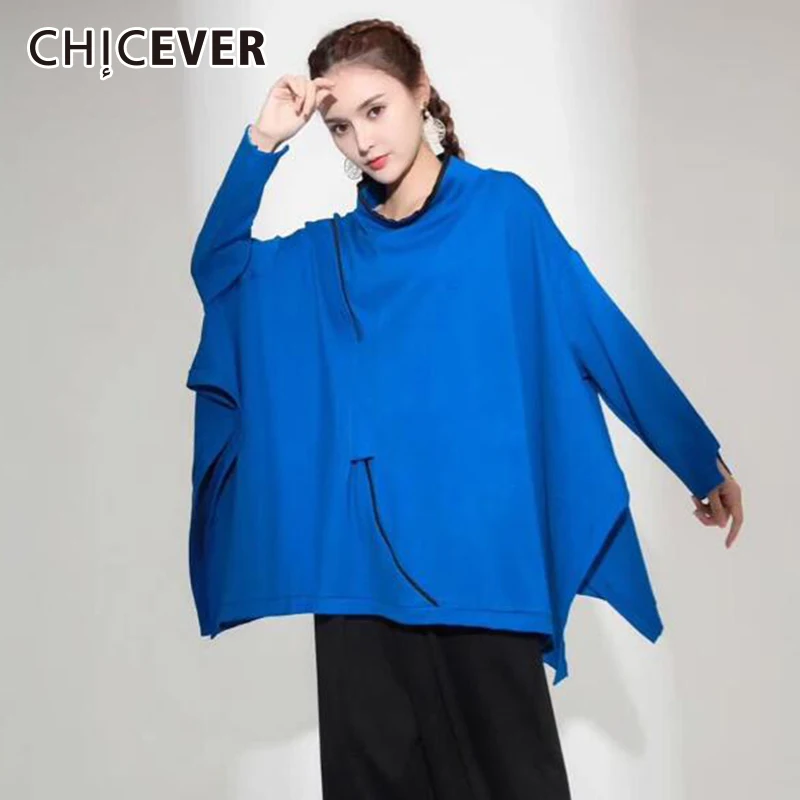 CHICEVER Autumn Black Turtleneck Sweatshirt For Women Tops Female Pullovers Batwing Long Sleeve Split Hem Women's Sweatshirts
CHICEVER Autumn Black Turtleneck Sweatshirt For Women Tops Female Pullovers Batwing Long Sleeve Split Hem Women's Sweatshirts