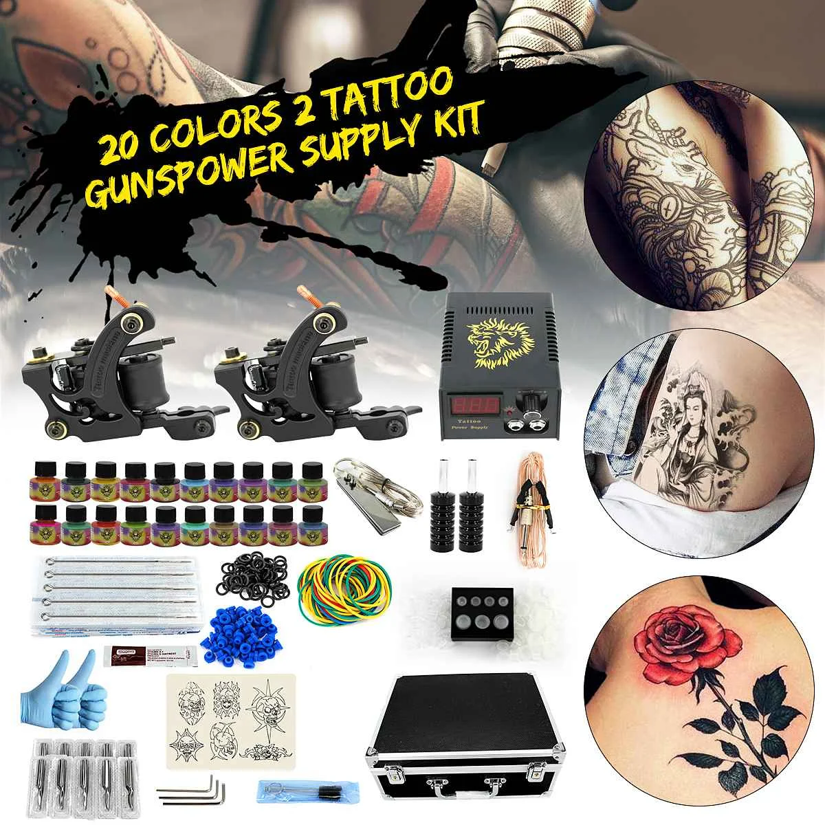 Professional Tattoo Kit 2 Machine Tool 20 Color Inks Power Supply Complete Tattoo Kits PX110005
Professional Tattoo Kit 2 Machine Tool 20 Color Inks Power Supply Complete Tattoo Kits PX110005