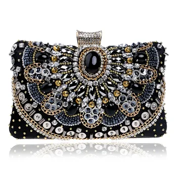 Hot Sale Small Beaded Clutch Purse Elegant Black Evening Bags Wedding Party Clutch Handbag Metal Chain Shoulder Bags YM1132 
Hot Sale Small Beaded Clutch Purse Elegant Black Evening Bags Wedding Party Clutch Handbag Metal Chain Shoulder Bags YM1132