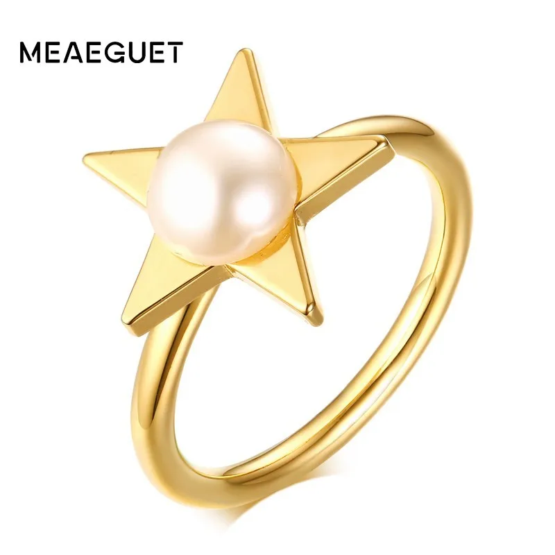 Women' S Pearl Ring Gold Color With Star Design Stainless Steel Charm Bridesmaid Girl Gifts
Women' S Pearl Ring Gold Color With Star Design Stainless Steel Charm Bridesmaid Girl Gifts