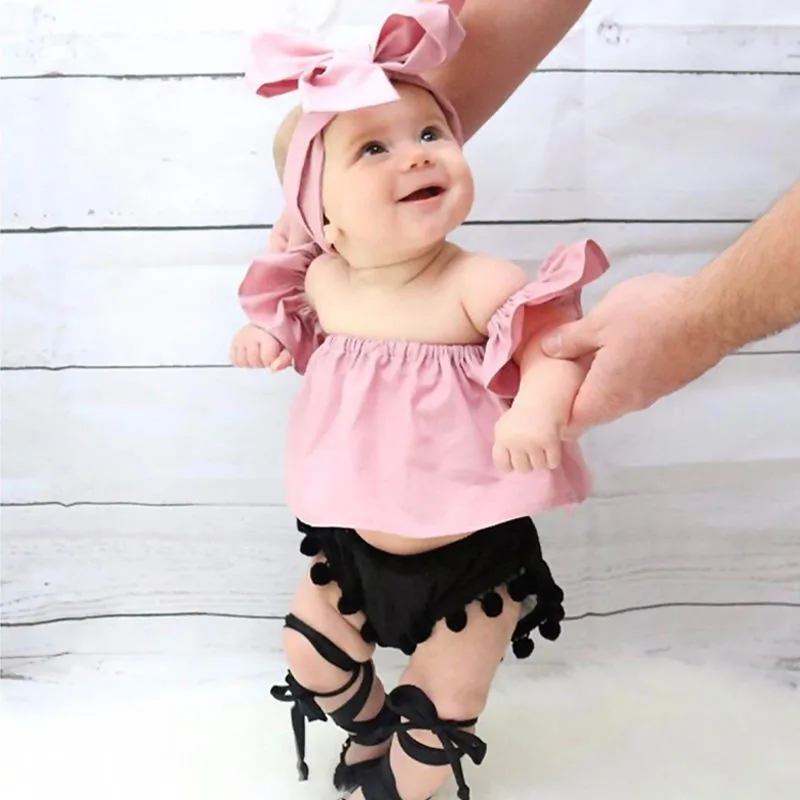 3pcs Toddlers Girl Off Shoulder T-shirt Tops+Shorts+Headband Summer Kids Clothes Set Outfits
3pcs Toddlers Girl Off Shoulder T-shirt Tops+Shorts+Headband Summer Kids Clothes Set Outfits