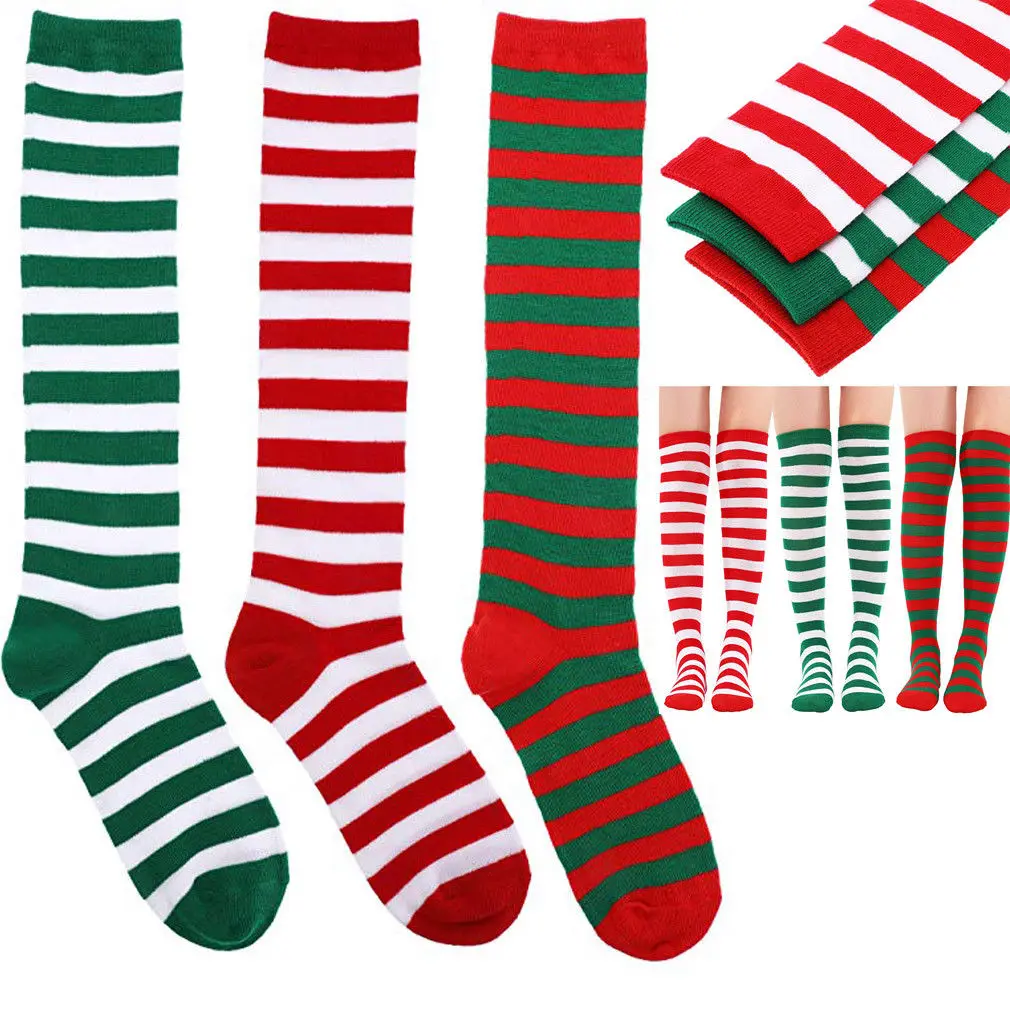 Shemales in striped christmas stockings