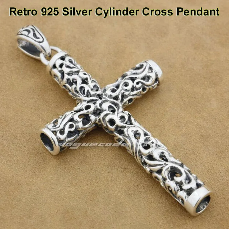 Punk Retro 925 Sterling Silver Cylindrical Style Cross Pendant Necklace Knight's Hollow Out Decorative Pattern Pendant 9F018
Punk Retro 925 Sterling Silver Cylindrical Style Cross Pendant Necklace Knight's Hollow Out Decorative Pattern Pendant 9F018