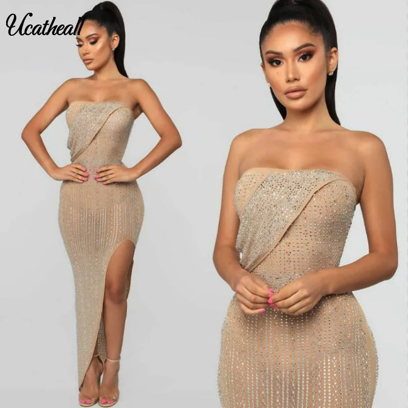 Women Hot Drilling Rhinestone Mesh See Though Off Shoulder Rompers Night Club Party Sexy Midi Dress Vestido Plush Size
Women Hot Drilling Rhinestone Mesh See Though Off Shoulder Rompers Night Club Party Sexy Midi Dress Vestido Plush Size