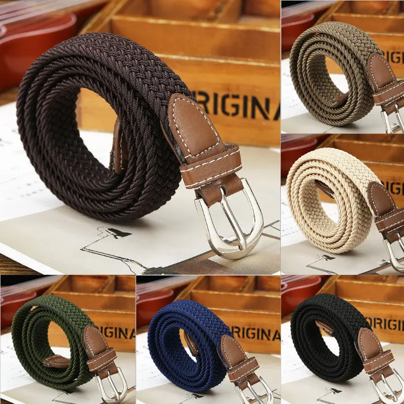Men Women Fashion Braided Elastic Woven Canvas Buckle Belt Waistband Waist Straps All-matched
Men Women Fashion Braided Elastic Woven Canvas Buckle Belt Waistband Waist Straps All-matched