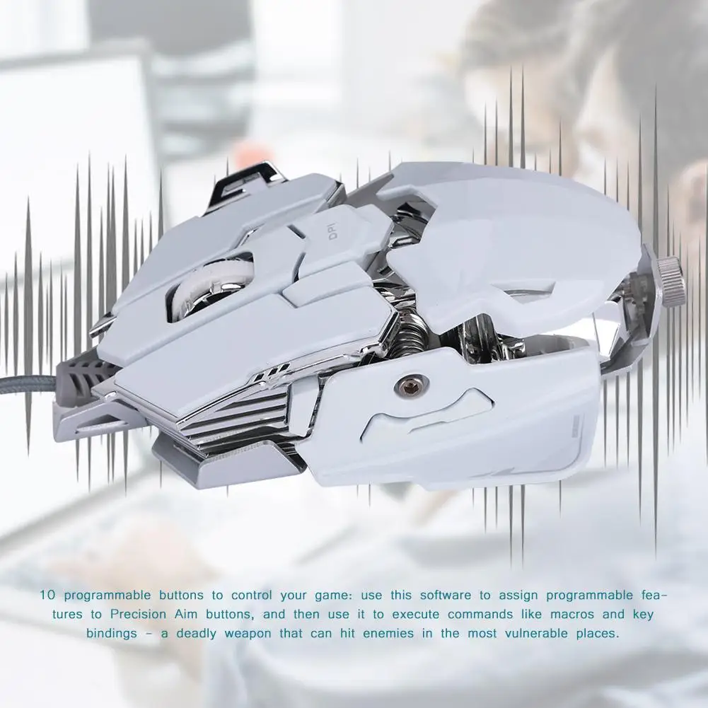 Cw20 4800 Dpi USB Wired Professional Ergonomic Game Mouse 10 Programmable Buttons White Gaming Mouse
Cw20 4800 Dpi USB Wired Professional Ergonomic Game Mouse 10 Programmable Buttons White Gaming Mouse