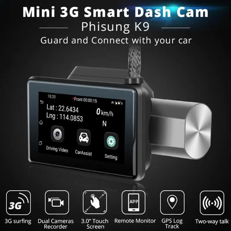 Phisung K9 Android 5.0 Car DVR Camera GPS Logger 3G WiFi Dual Lens G-sensor WDR Hidden Type Dash Cam Video Recorder TF SIM Card
Phisung K9 Android 5.0 Car DVR Camera GPS Logger 3G WiFi Dual Lens G-sensor WDR Hidden Type Dash Cam Video Recorder TF SIM Card