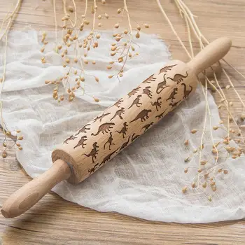 Dinosaur Pattern Rolling Pin Printed Cookie Stick Elm Laser Engraved Embossed Roller Pin Cookies Deocoration
Dinosaur Pattern Rolling Pin Printed Cookie Stick Elm Laser Engraved Embossed Roller Pin Cookies Deocoration