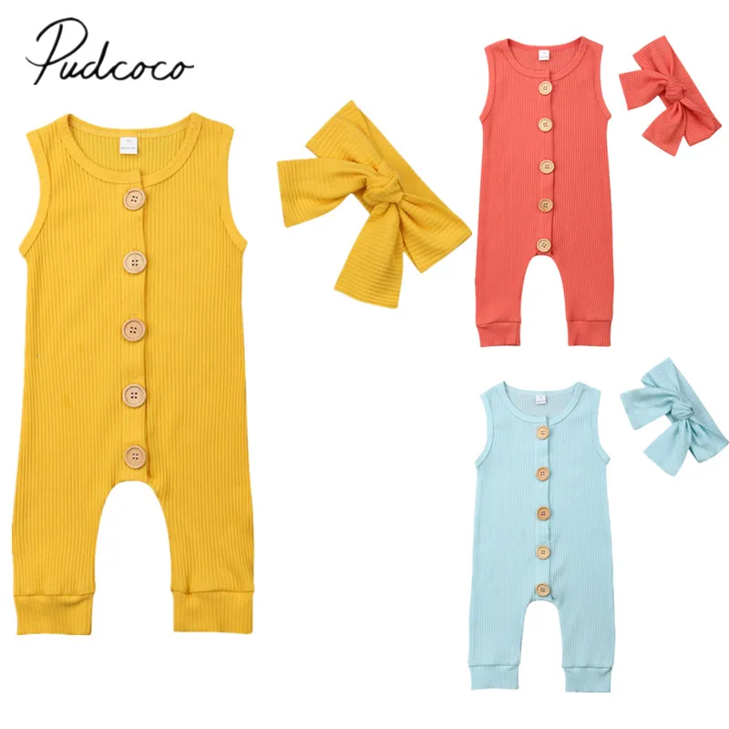 2019 Baby Summer Clothing Newborn Infant Baby Girl Boy 2pcs Outfit Solid Romper +Headband Ribbed Jumpsuit Sleeveless Clothes Set
2019 Baby Summer Clothing Newborn Infant Baby Girl Boy 2pcs Outfit Solid Romper +Headband Ribbed Jumpsuit Sleeveless Clothes Set