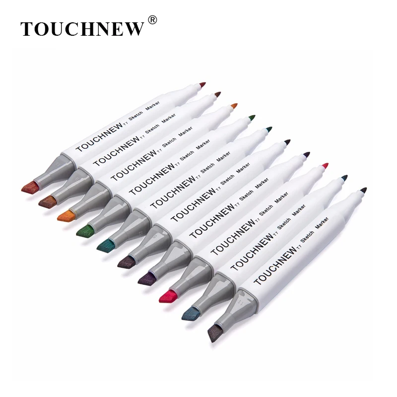 

TOUCHNEW T7 168 Colors Single Art Markers Brush Pen Sketch Alcohol Based Markers Dual Head Manga Drawing Pens Art Supplies