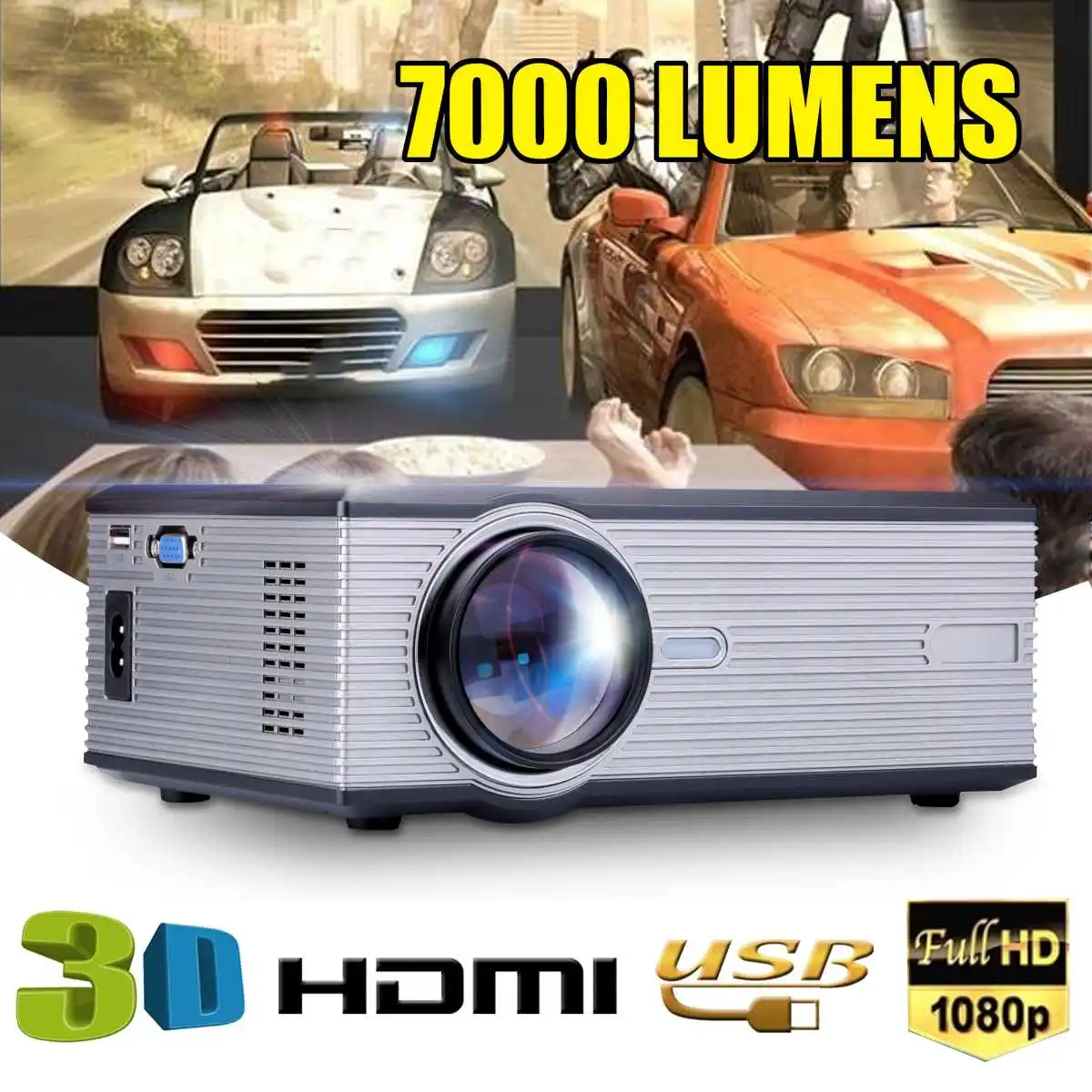 

Mini 7000 Lumens 1080P LED Video Projector for Home Theatersupport Full HD Mini projector HDMI/USB/SD/AV/VGA HOME CINEMA