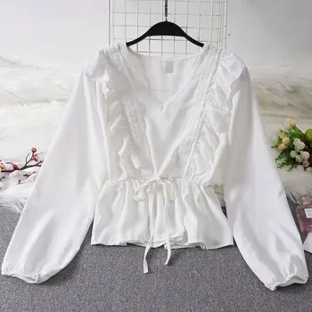 2019 New Women Summer Chiffon Shirts Blouse Long Sleeve V Neck Drawstring Tops Lady Casual Elegant Holiday Beach Wear Blouses
2019 New Women Summer Chiffon Shirts Blouse Long Sleeve V Neck Drawstring Tops Lady Casual Elegant Holiday Beach Wear Blouses