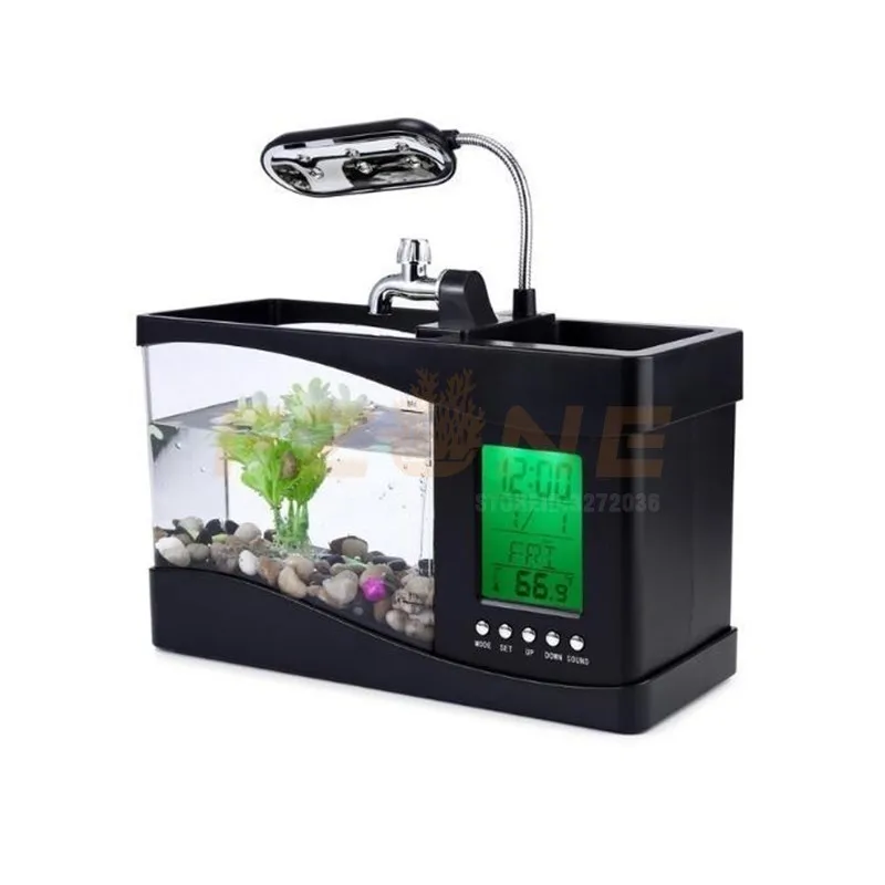 Mini Aquarium Fish Tank USB Aquarium With LED Lamp Light LCD Display Screen And Clock Fish Tank Aquarium Fish Tanks 2 Models
Mini Aquarium Fish Tank USB Aquarium With LED Lamp Light LCD Display Screen And Clock Fish Tank Aquarium Fish Tanks 2 Models