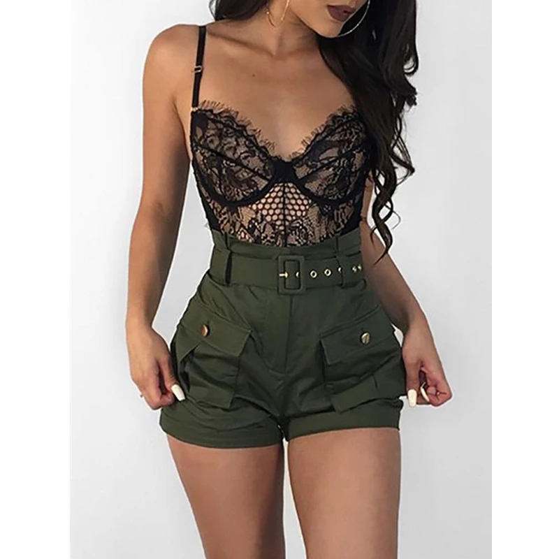 New Women Summer Casual Shorts Streetwear Cool Girl Army Green Pocket Belt Shorts Sexy Elastic High Waist Outdoors Short Trouses
New Women Summer Casual Shorts Streetwear Cool Girl Army Green Pocket Belt Shorts Sexy Elastic High Waist Outdoors Short Trouses