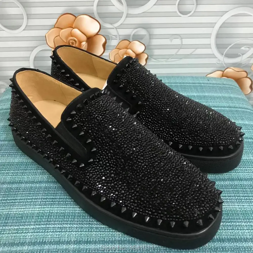 Slip On cl andgz Black leather Rhinestone Red bottoms shoes low Cut For Men shoes Rivet circle casual couple models Flat Loafers
Slip On cl andgz Black leather Rhinestone Red bottoms shoes low Cut For Men shoes Rivet circle casual couple models Flat Loafers