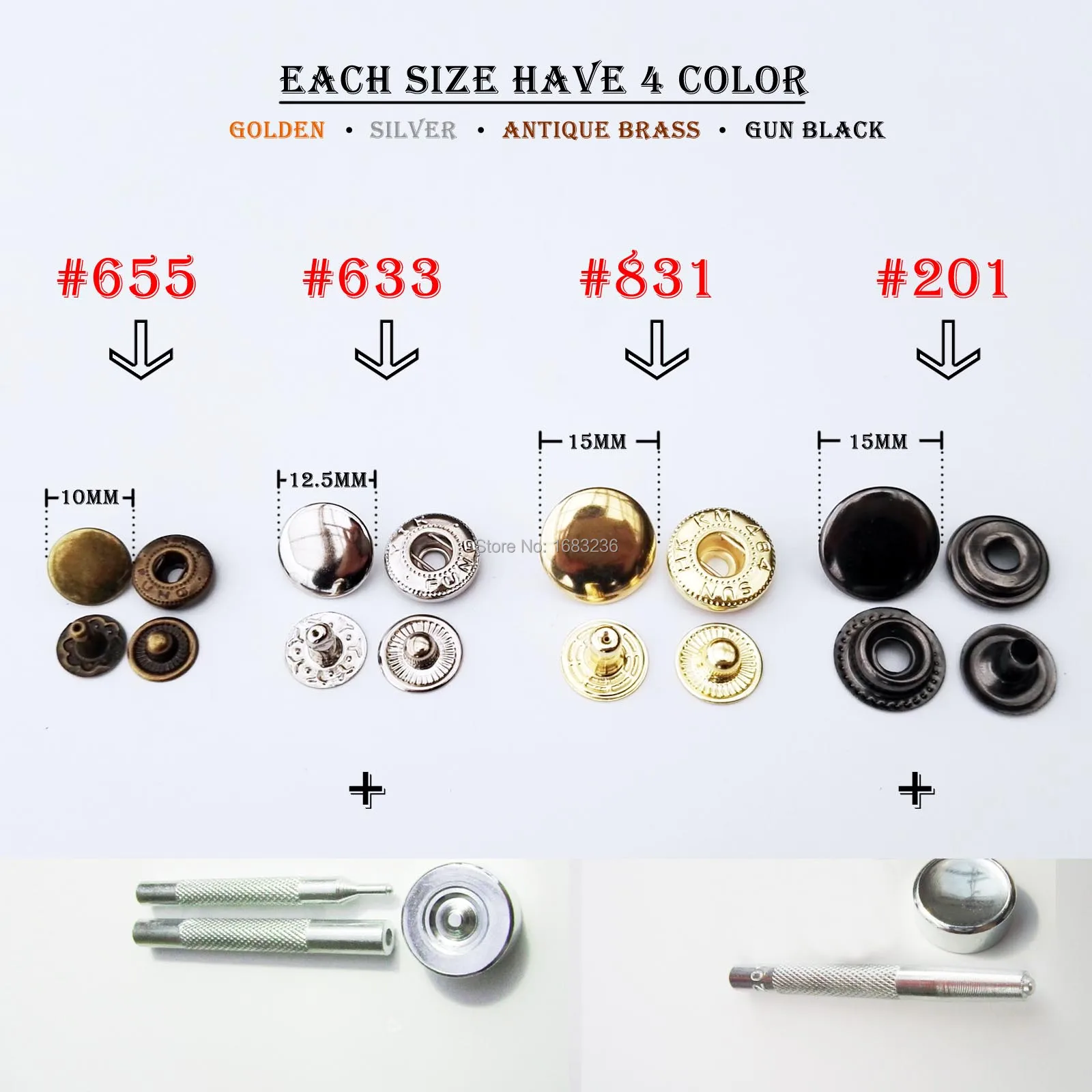 50sets #655 633 831 201 Metal No Sewing Press Button Popper Snap Stud Leather Bag Clothes Jacket Repair Rapid Rivet Fastener DIY
50sets #655 633 831 201 Metal No Sewing Press Button Popper Snap Stud Leather Bag Clothes Jacket Repair Rapid Rivet Fastener DIY