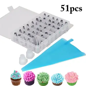 51pcs Confectionery Dessert Decor Silicone Icing Piping Cream Pastry Bag Stainless Steel Nozzle Set DIY Cake Decorating Tips
51pcs Confectionery Dessert Decor Silicone Icing Piping Cream Pastry Bag Stainless Steel Nozzle Set DIY Cake Decorating Tips
