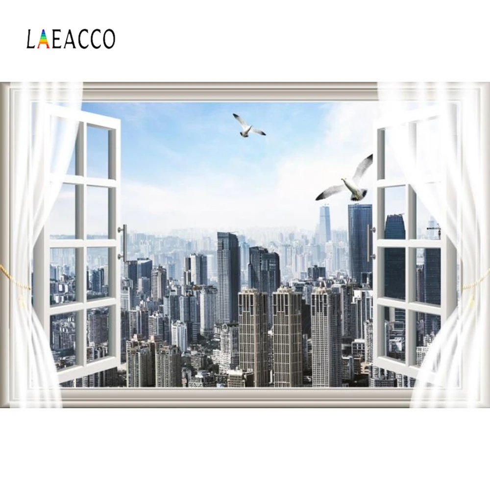 

Laeacco Fake Windows View Nature Scenic Backdrop Portrait Photography Background Photographic Backdrops For Photo Studio