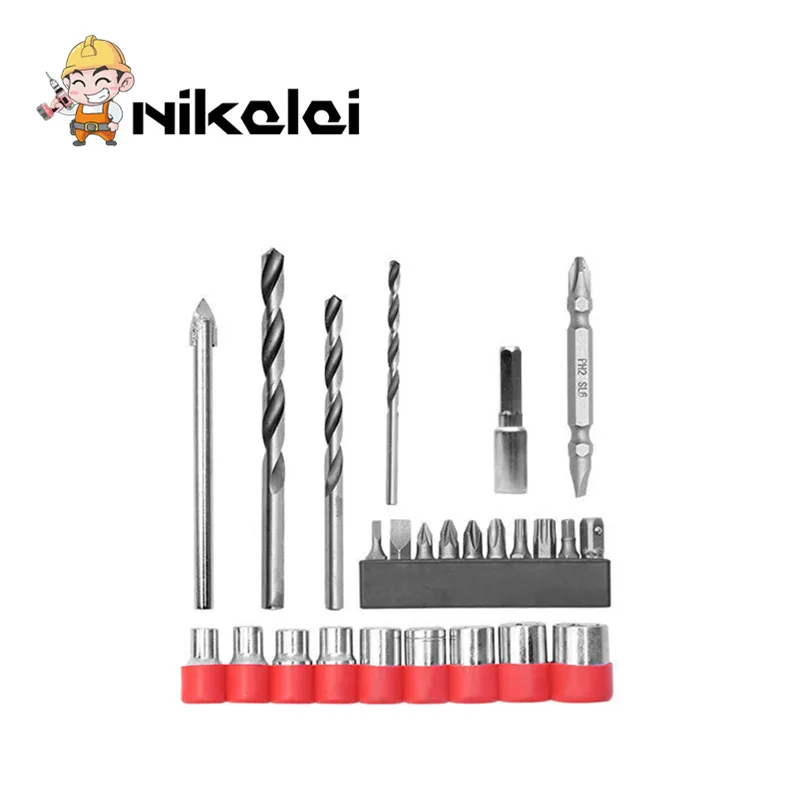 NIKALAI 25pcs/set Electric Screwdriver Accessories Electric Drill bits twist Cordless drill bit wood drilling hole
NIKALAI 25pcs/set Electric Screwdriver Accessories Electric Drill bits twist Cordless drill bit wood drilling hole