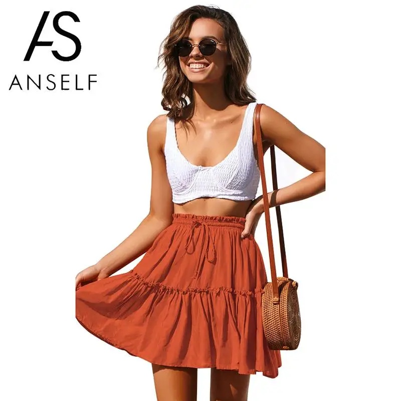 Anself Sexy Summer Women High Waist Pleated Mini Skirt Solid Color faldas mujer moda 2019 Drawstring Elastic Flared Skater Skirt
Anself Sexy Summer Women High Waist Pleated Mini Skirt Solid Color faldas mujer moda 2019 Drawstring Elastic Flared Skater Skirt