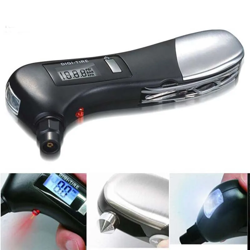 9 in 1 Tyre Air Pressure Gauge Tester LCD Display Manometer with Flashlight Hammer Knife Function
9 in 1 Tyre Air Pressure Gauge Tester LCD Display Manometer with Flashlight Hammer Knife Function
