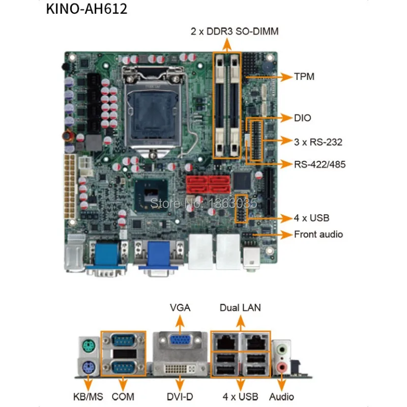 KINO-AH612 mini-itx lga1155 sbc для intel h61 протестированная Рабочая материнская плата |