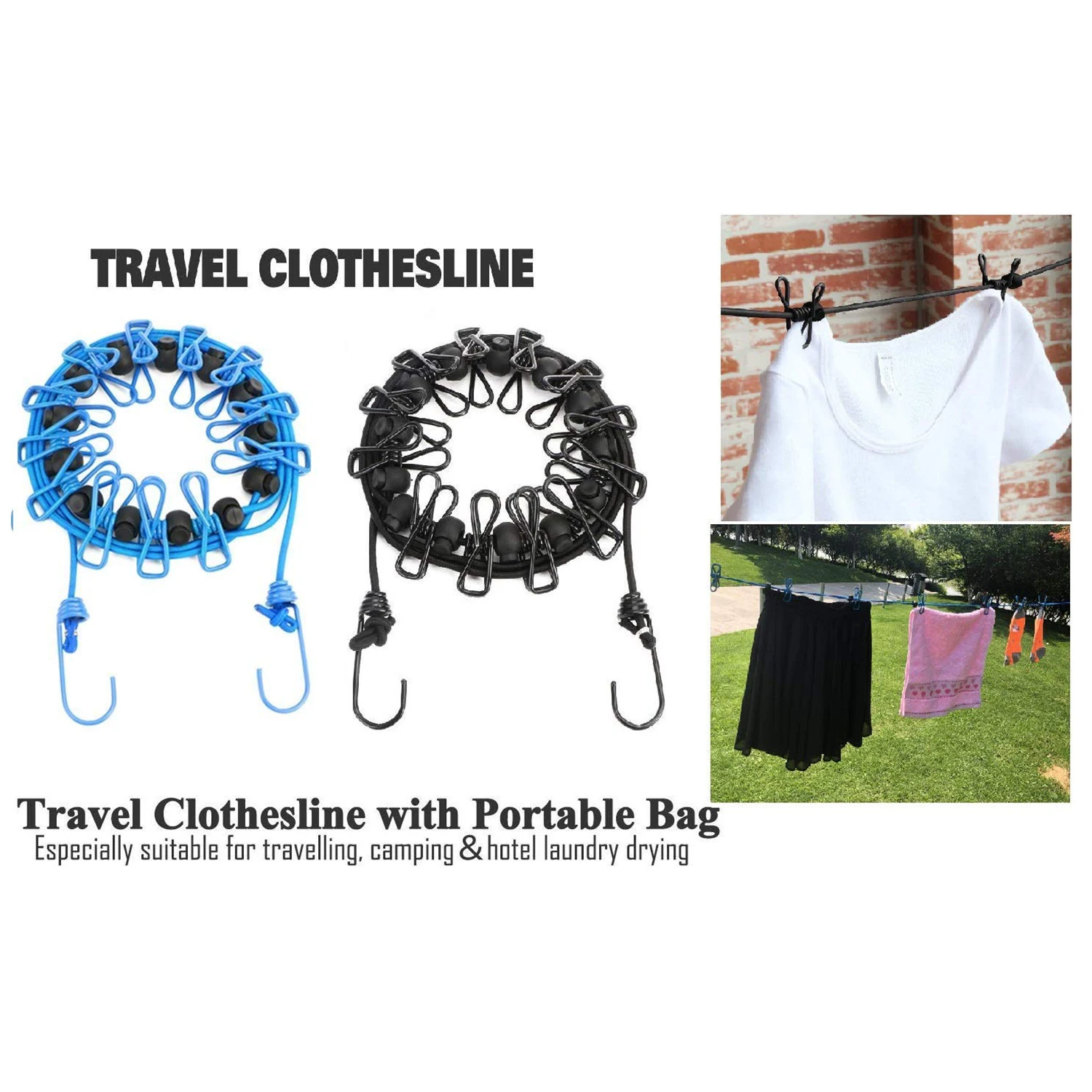 Hot-2 Pack Portable Clothesline with 12 Clothespins,Windproof Travel Clothesline Stretchy Retractable Elastic Laundry Clothes
Hot-2 Pack Portable Clothesline with 12 Clothespins,Windproof Travel Clothesline Stretchy Retractable Elastic Laundry Clothes