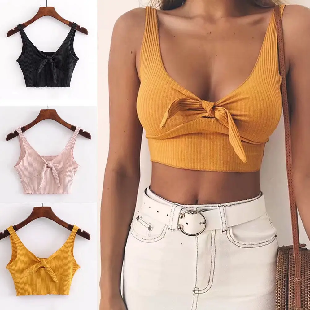 Fashion Solid Knot Crop Top Women Summer Sleeveless Short Camisole Crop Top Female Shirt Vest Casual Tank Top
Fashion Solid Knot Crop Top Women Summer Sleeveless Short Camisole Crop Top Female Shirt Vest Casual Tank Top