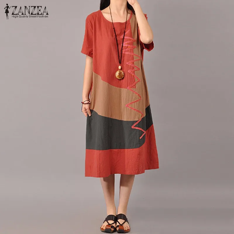 ZANZEA Women Dress 2019 Summer Short Sleeve Vestido Elegant Patchwork Casual Dresses Cotton Mid Calf Vestidos Sundress Plus Size
ZANZEA Women Dress 2019 Summer Short Sleeve Vestido Elegant Patchwork Casual Dresses Cotton Mid Calf Vestidos Sundress Plus Size