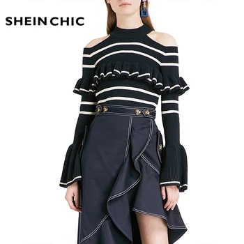 Self Portrait Style Turtleneck Striped Knitted Sweater Women 2019 Autumn Winter Sexy Off Shoulder Flare Sleeve pull femme
Self Portrait Style Turtleneck Striped Knitted Sweater Women 2019 Autumn Winter Sexy Off Shoulder Flare Sleeve pull femme