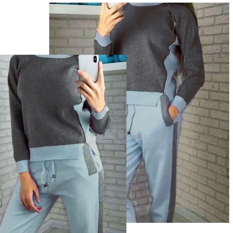 Spring Trousers Jumper Tops Knitted Tracksuit Pockets Patchwork Sweaters Casual Suit Women 2 Piece Set Knit Pant Suit Female
Spring Trousers Jumper Tops Knitted Tracksuit Pockets Patchwork Sweaters Casual Suit Women 2 Piece Set Knit Pant Suit Female