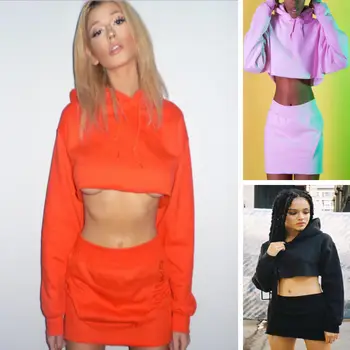 2Pcs Girl Women Tracksuit Hoodie Sweatshirt Skirt Set Crop Top Sport Style
2Pcs Girl Women Tracksuit Hoodie Sweatshirt Skirt Set Crop Top Sport Style