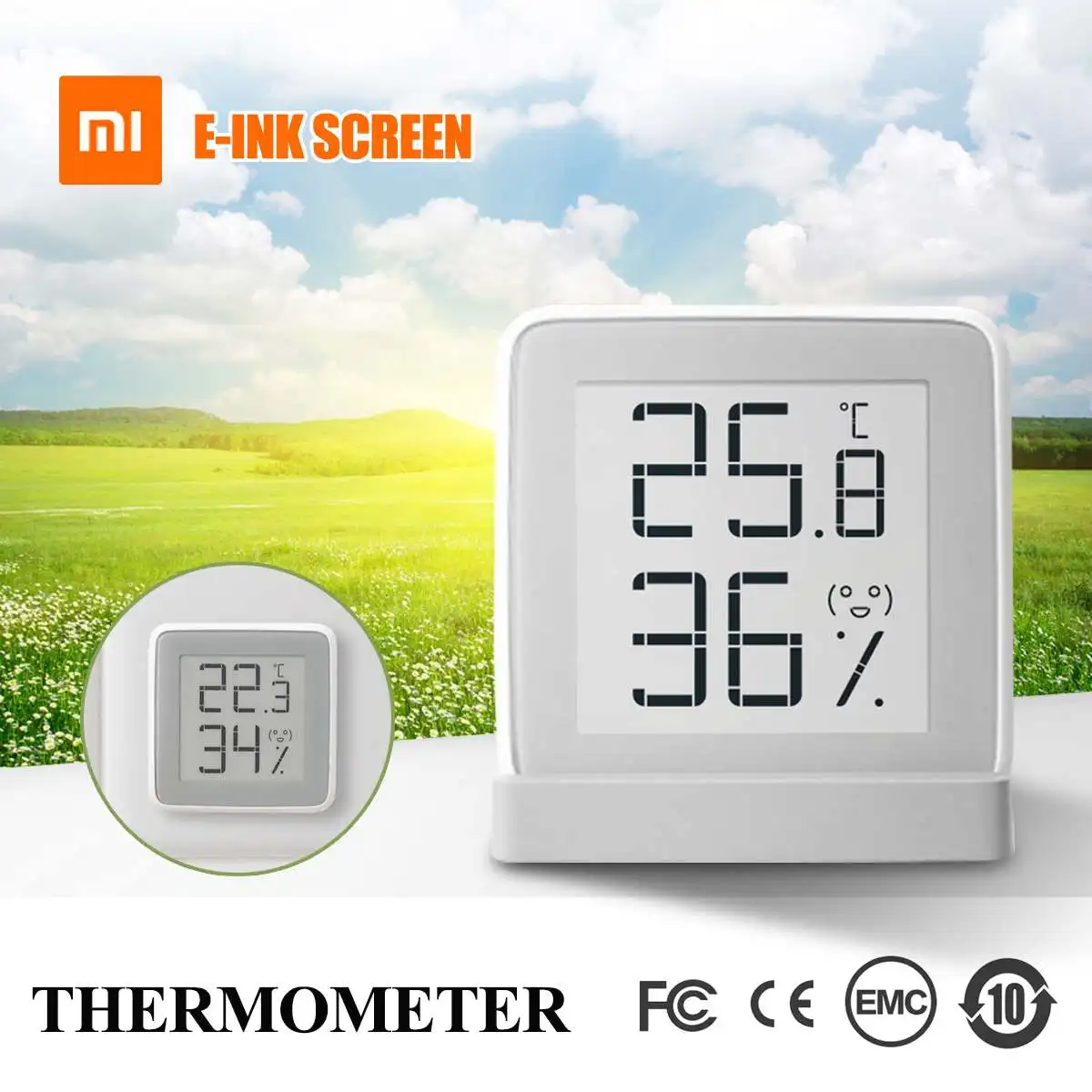 

Mijia MiaoMiaoCe E-Link INK Screen Display Digital Moisture Meter High-Precision Thermometer Temperature Humidity Sensor